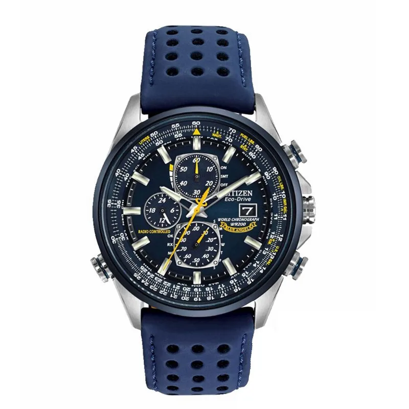 

2021 luxury Japanese brand quartz watch business casual steel band watch men's blue angel second generation world chronograph