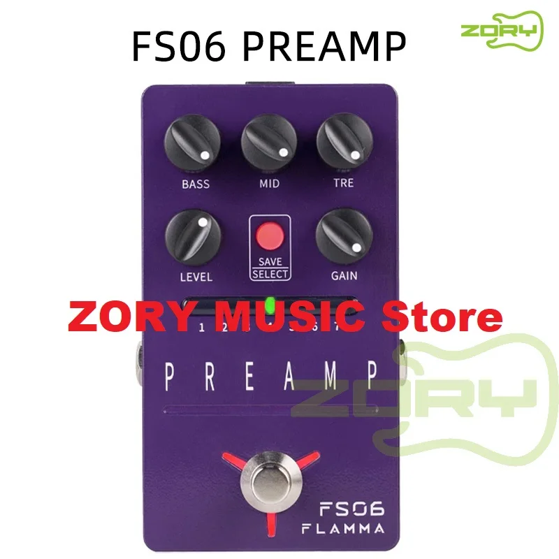 

FLAMMA FS06 Preamp Pedal Digital Guitar Effects Pedal with 7 Preamp Models Preset Save Slot Built-in Cabinet Simulation