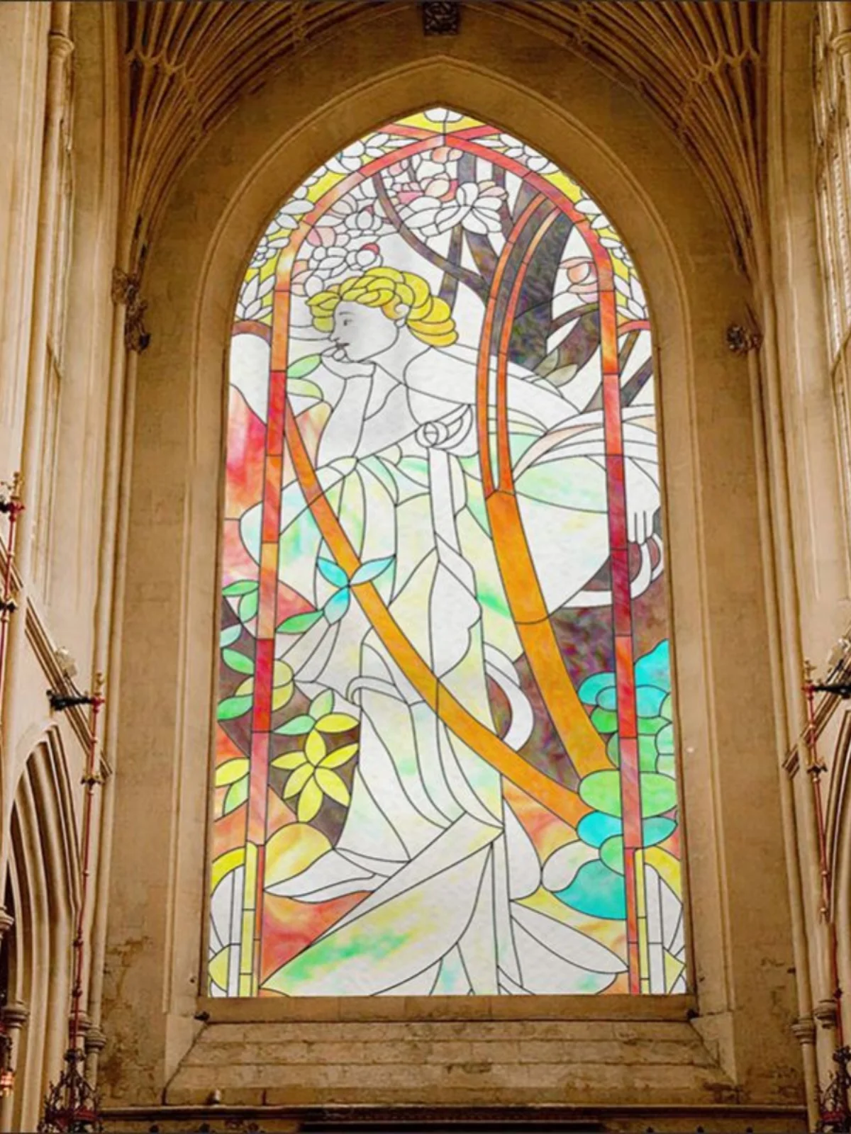 Красочная стеклянная пленка с узором в европейском стиле ретро защита от