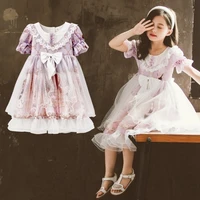 2022 summer japanese lolita dress 3 16y girls kawaii flower bow lace pink princess costume cosplay even party prom baby clothes