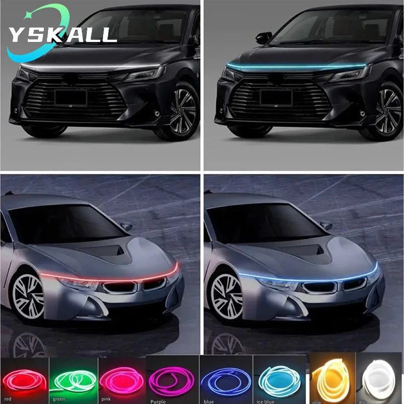 

Светодиодная Автомобильная подсветка для капота, универсальная неоновая декоративная лампа для фар, дневные ходовые огни, 12 В ходовые огни на авто автотюнинг на автомобиль тюнинг автомобильная светодиодная лента свето