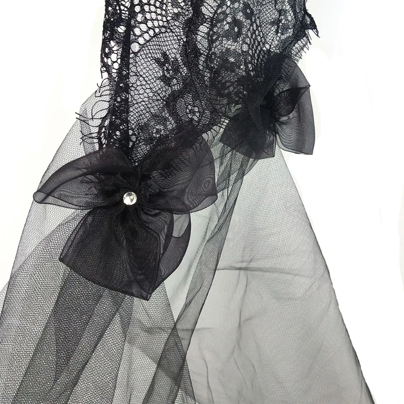 Легкая вуаль-мантилья с кружевной отделкой для платка на голову модный тюль