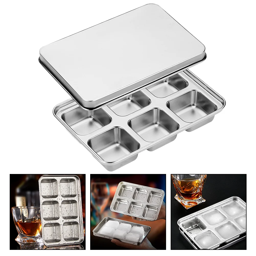 

Ice Cube Mold Tray Maker Trays Freezer Metal Molds Whiskey Ballmaking Sphere Steel Lid Boxcandy Cocktail Stainless Block Covered