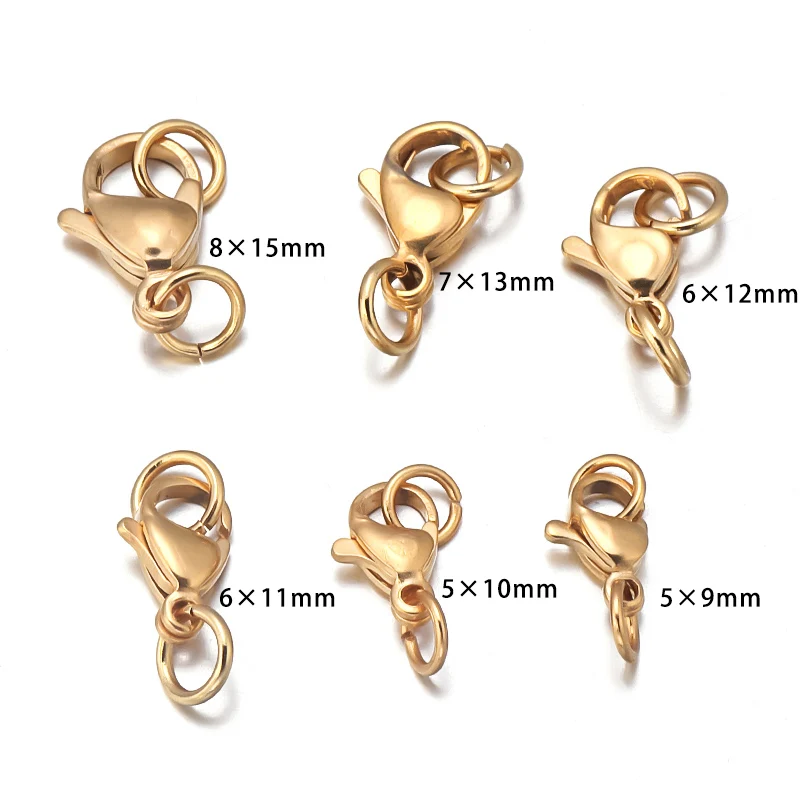 20 шт нержавеющая сталь Золото Омаров застежка Кольца Крючки разъемы для браслет