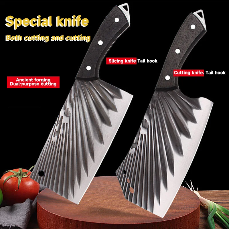 

Solid Wood Handle Forged With New Diagonal Style Home Meat Slicing Knife, Bone Chopping Butcher Kitchen Kitchen Kitchen Knife