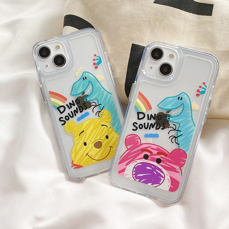 

Disney Cartoon Winnie the Pooh Strawberry Bear Phone Case for iPhone 11 12 13 mini pro XS MAX 8 7 Plus X XR Cover