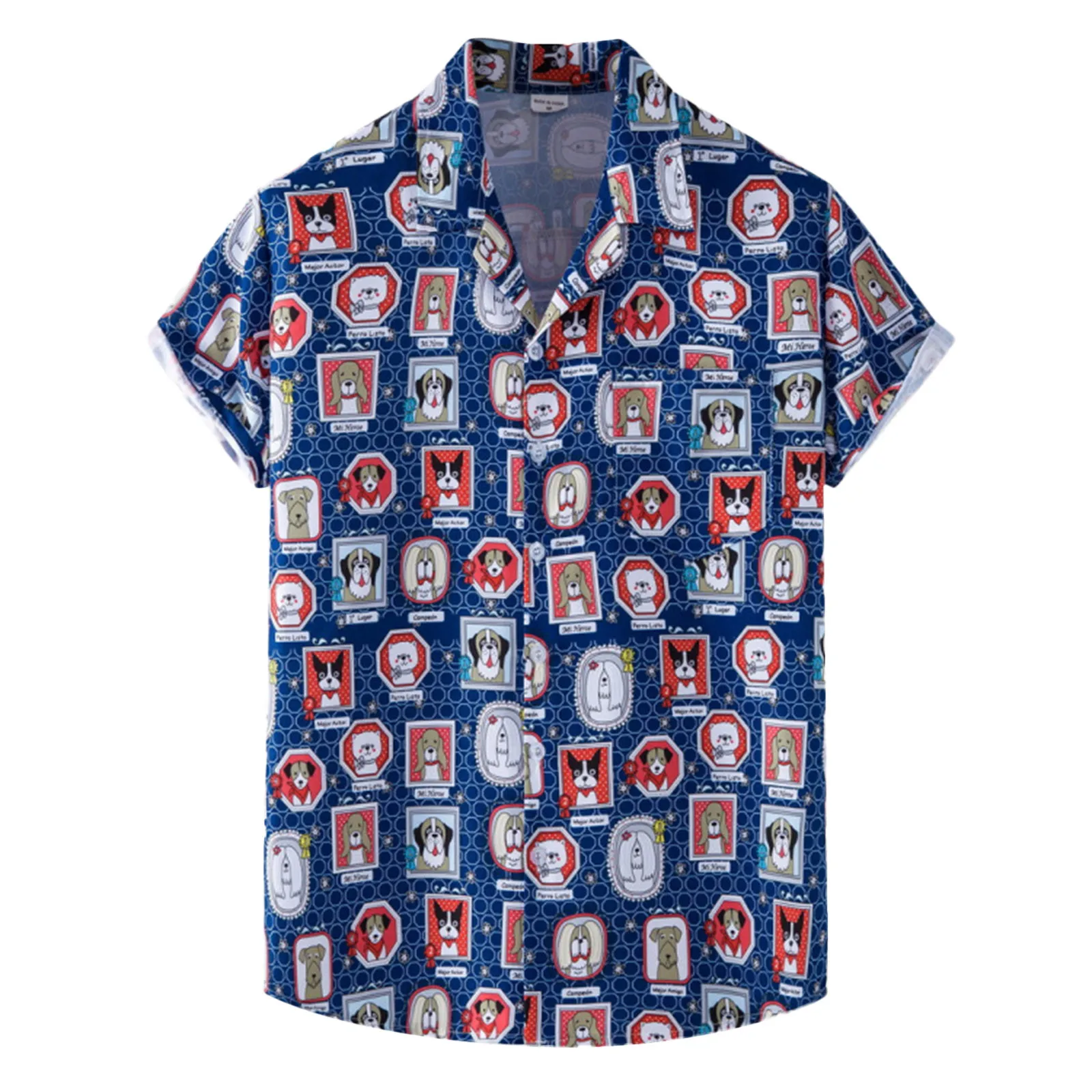 

Men Summer Tops Shirt Hawaiian Beach Pocket Cute Pattern Button Casual Top Short Sleeve Fashion Top Shirt Quick Dry