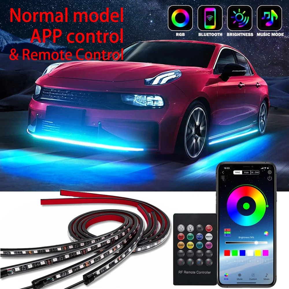 

4-в-1 RGB Гибкая Светодиодная Подсветка Днища Автомобиля Неоновая Лента Водонепроницаемая С Пультом Дистанционного Управления...
