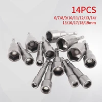 14pcs length 65mm screwdriver socket wrench specification 6mm 19mm strong magnetism hex sleeve nozzles nut driver for power tool