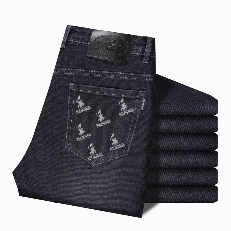Men New in Casual Fashion Long Jeans Business Elegant Denim Trousers Stretch Elastic Pants Pony Vintage Designer Brand Clothes