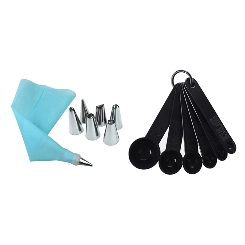 

1 Набор 6 шт. 1/8 TSP-1 TBS пластиковые скобы и 8 шт. кондитерский мешок для глазировки крема + 6 насадок из нержавеющей стали