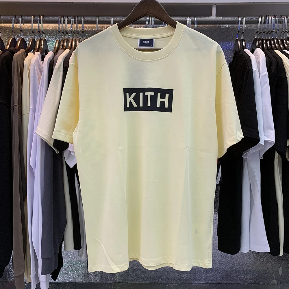 

2023 KITH Apricot Rose Logo Printing Simple T-shirt Men Women Pure Cotton 100% Short Sleeve Casual Tees Harajuku