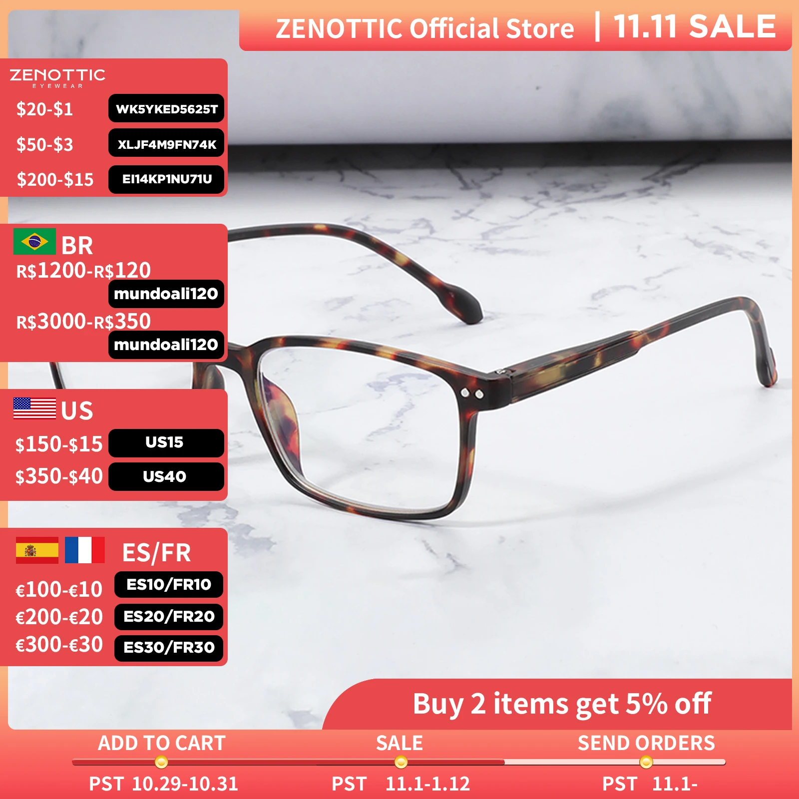 

ZENOTTIC Rectangle Anti Blue Light Glasses Women Computer Gaming Spectacles Frame Men Blue Light Blocking Optical Myopia Eyewear