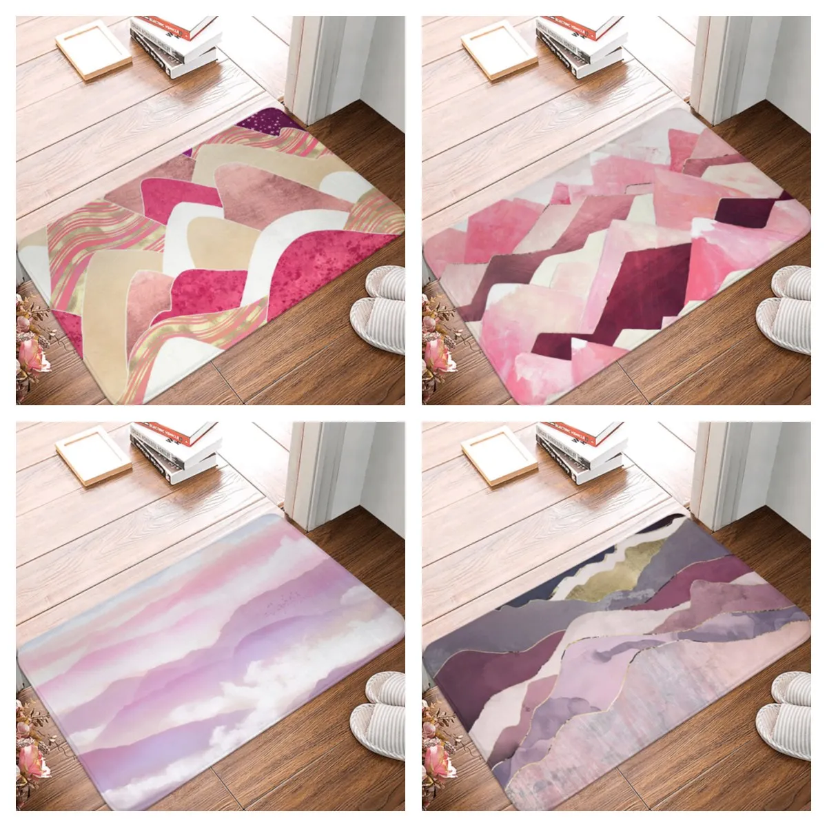 

Pink Marble Printed Bath Kitchen Entrance Door Mat Carpet Doormat Indoor Floor Mats Colorful Anti-Slip Rug Home Decor