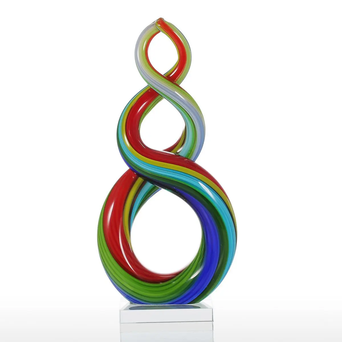 

Abstract Glass Figurine Sculpture Handmade Glass Ornament Decorative Tabletop Artwork Home Decor Colorful Ring Ornament