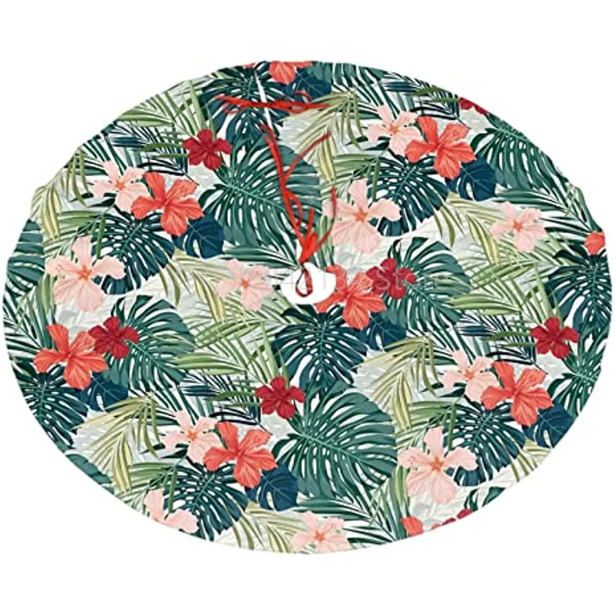 

Summer Beach Holiday Themed Hibiscus Plumeria Crepe Ginger Flowers Christmas Tree Skirt Decorations Farmhouse