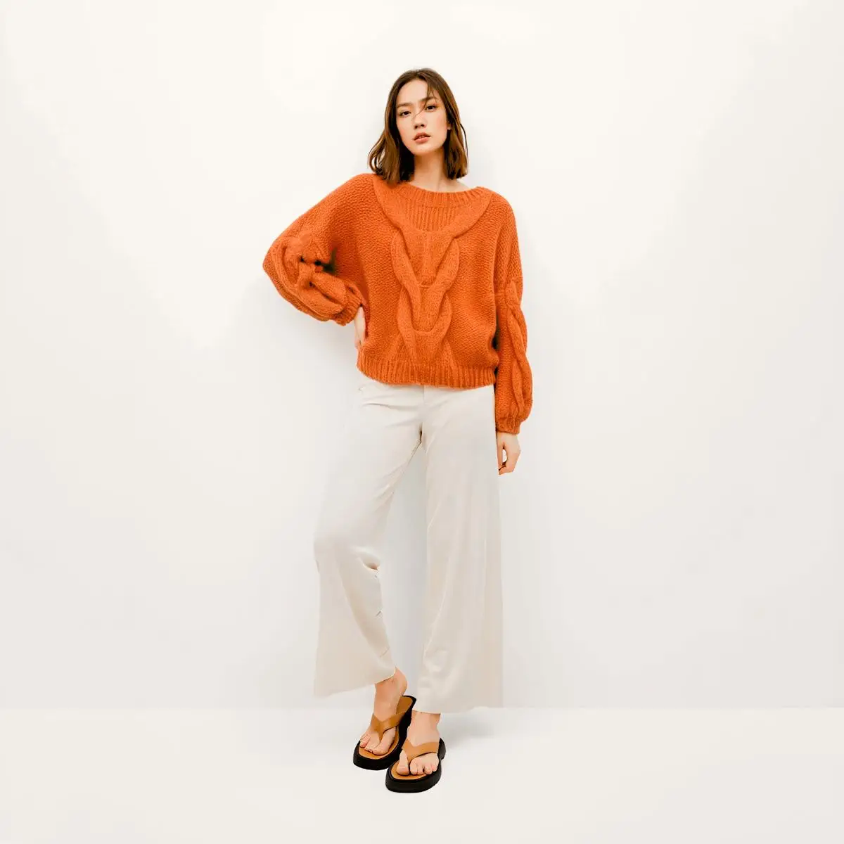 Женский мохеровый пуловер Hand Woven Orange