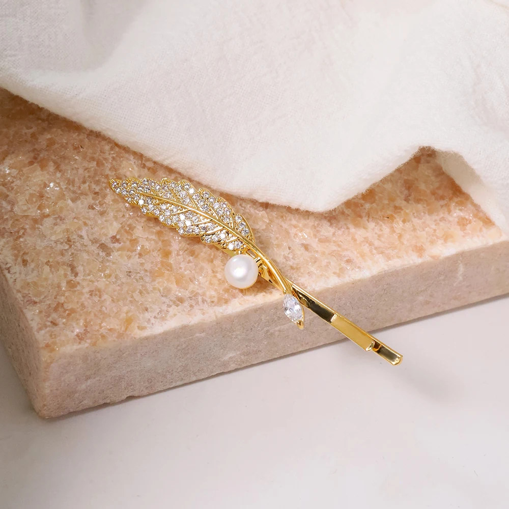 Натуральный пресноводный жемчуг инкрустированный цирконом аксессуары для волос