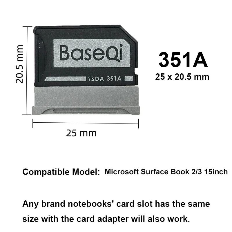 Для Microsoft Surface Book2/3 15 дюймов адаптер Microsd BaseQi кардридер Minidrive 351A |