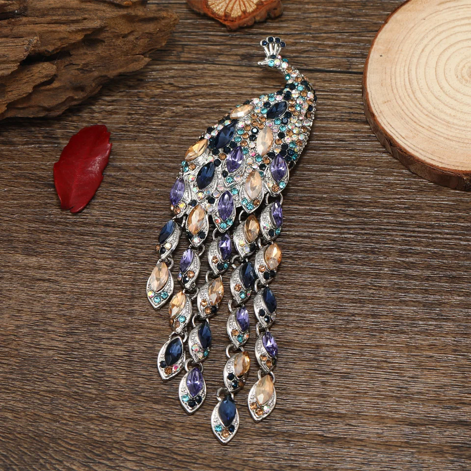 

The Peacock Themed Sequinned Animal Coat With Long Streamers Enamel Pin Cartoon Brooch Lapel Badges Jewelry Gift Funny Cute
