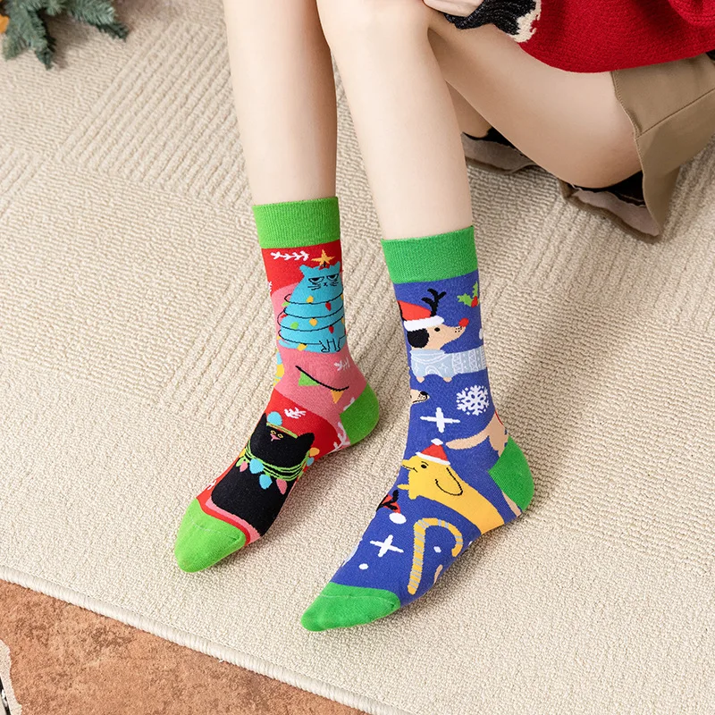 Autumn and winter warm Christmas AB cotton socks cute cartoon sleep socks household warm floor Christmas stocking