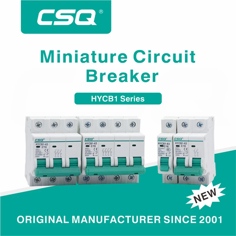 Электронный миниатюрный автоматический выключатель CSQ HYCB1, 20 А, 32 А, 63 А, 1P, 2P переменного тока, 3P, Din-рейка, 6 ка, 4 полюса, 400 А, В, Гц, перегрузка C45 MCB