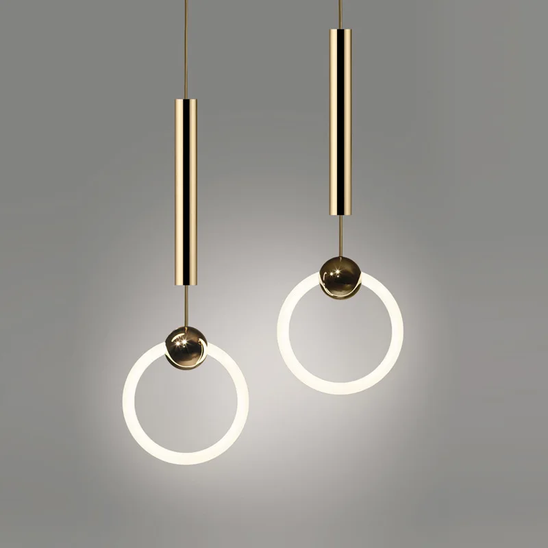 

Post Modern Creative Lamp Pendant Nordic Room LED Bedside Lamp Single Head Aisle Light Luxury Restaurant Bar Gold Round Lighting