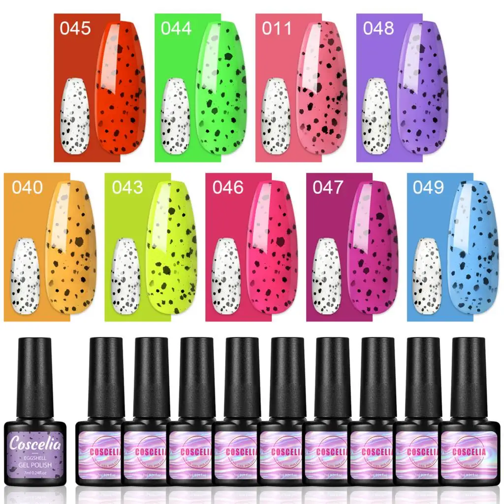 

COSCELIA Gel Nail Polish 7ML Eggshell Gel Nail Art Glitter Quail Egg Effect Top Coat Soak Off UV Varnishes Manicure Lasting Gel