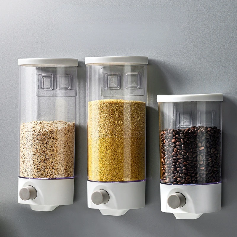 

2PCS Grains Rice Bucket Wall-Mounted Rice Storage Tank Kitchen Food Storage Single Dry Snack Grain Canister Food Organizer