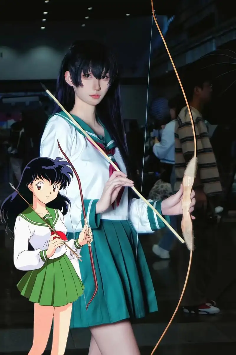 Фото Higurashi Kagome Косплей Костюм Аниме Inuyasha Kagome Косплей Сейлор Школьная форма Студенческая юбка Хэллоуин Женщины Девушка Cos №2