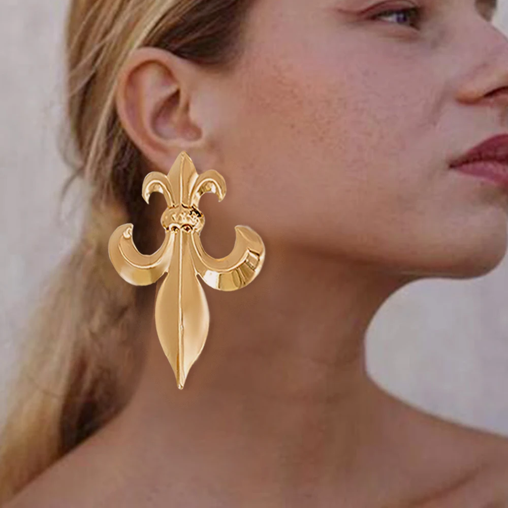 Модные ювелирные изделия большие круглые серьги золотого цвета с геометрическим