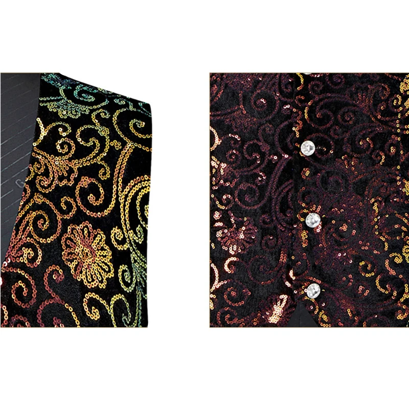 Черный мужской костюмный жилет однобортные жилеты с v-образным вырезом блестящий