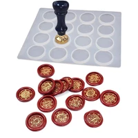 diy wax seal stamp epoxy resin mold handmade 16 cavity envelope invitations round wax seal stamp silicone pad casting tool
