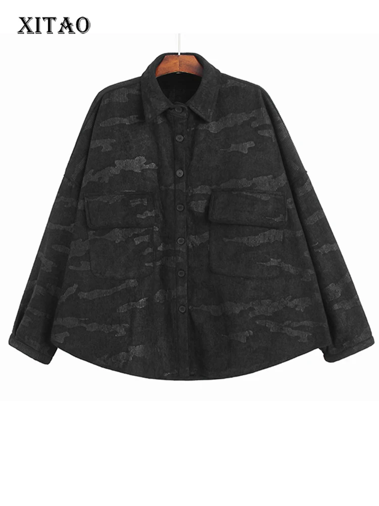 

XITAO Vintage Women Shirt Solid Color Loose Single Breasted Casual Full Sleeve Fashion Simplicity Winter New Shirt FBB1490