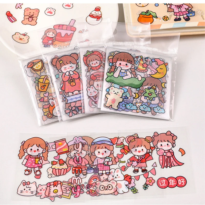 

25 Sheets Girls Kawaii Cartoon Stickers Cute Student Diy Decoration Scrapbooking School Stationery Supplies for Child Gift