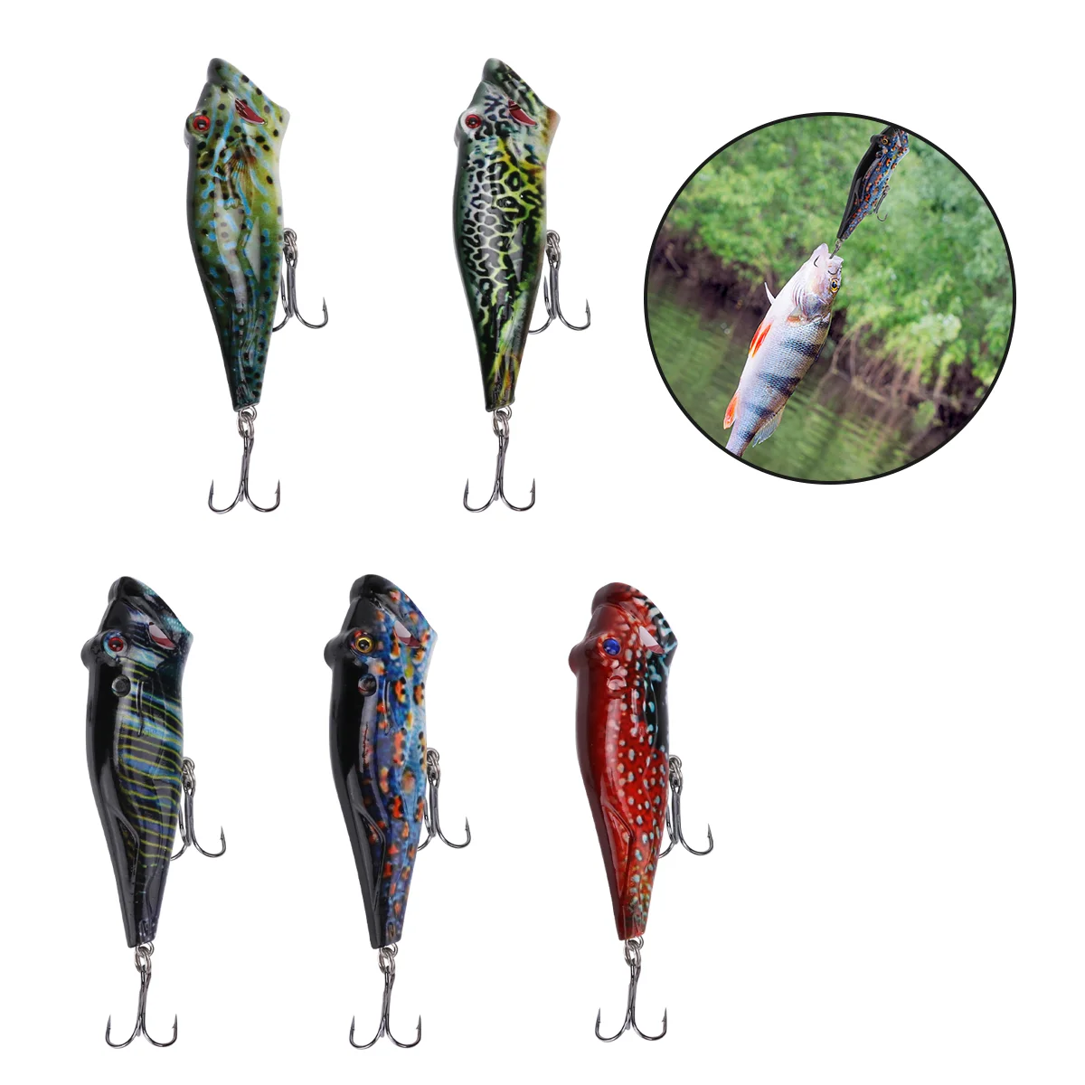 

5Pcs 8cm/12.4g Plastic Baits Fishing Lure Artificial Lures Fishing Supplies