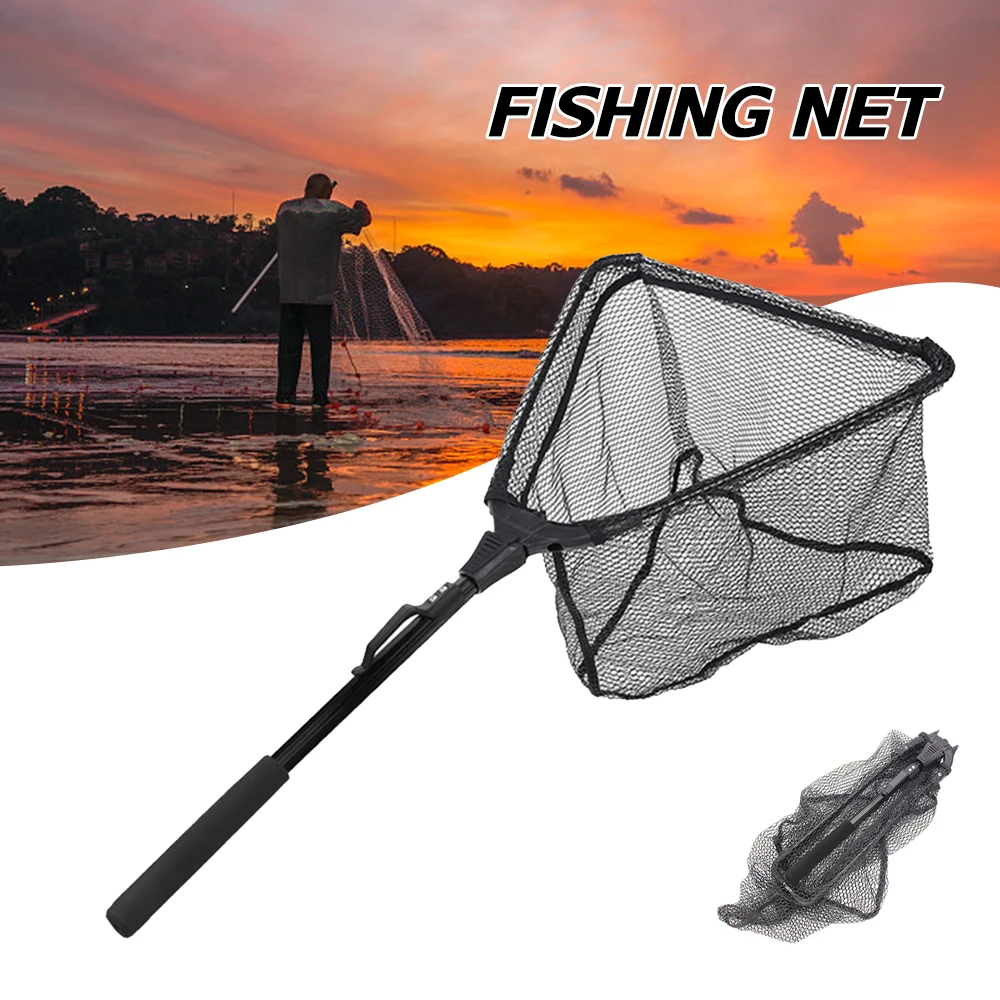 

Fishing Landing Net Three-Section Fold Triangular Catching Net with Foam Handle Foldable Fishing Accessories Easy to Fold YS-BUY