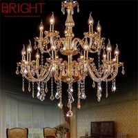 bright european style chandelier lamp led crystal pendant candle amber light fixtures indoor for home hotel hall