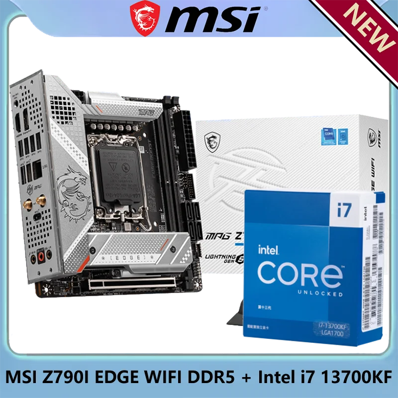 

Intel i7 13700KF CPU + MSI MPG Z790I EDGE WIFI DDR5 Z790 LGA 1700 Mini-ITX Computer Hardware & Software PC Gaming Motherboard