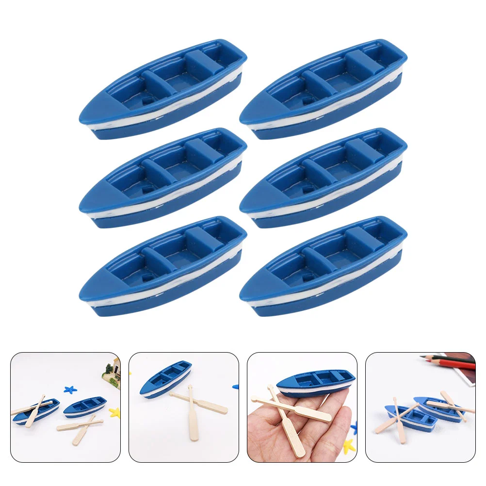 

Boat Mini Decor Rowboat Figurine Mediterranean Stand Favors Party Nautical Decoration Seaside Coastal Home Miniature Oars House