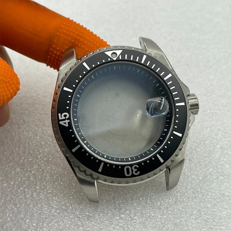 Watch Modify Parts 43.5mm Titanium Material Shogun Style Watch Case Date Magnifier Sapphire Fit NH35/36 Automatic Movement