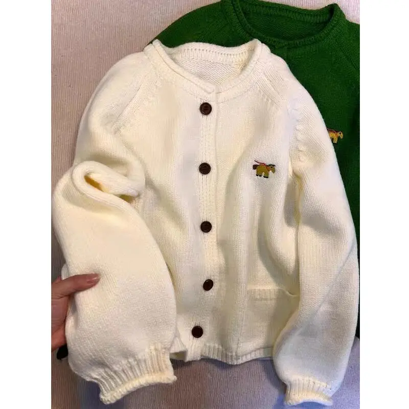 Женский трикотажный кардиган в японском стиле ретро свободный мягкий