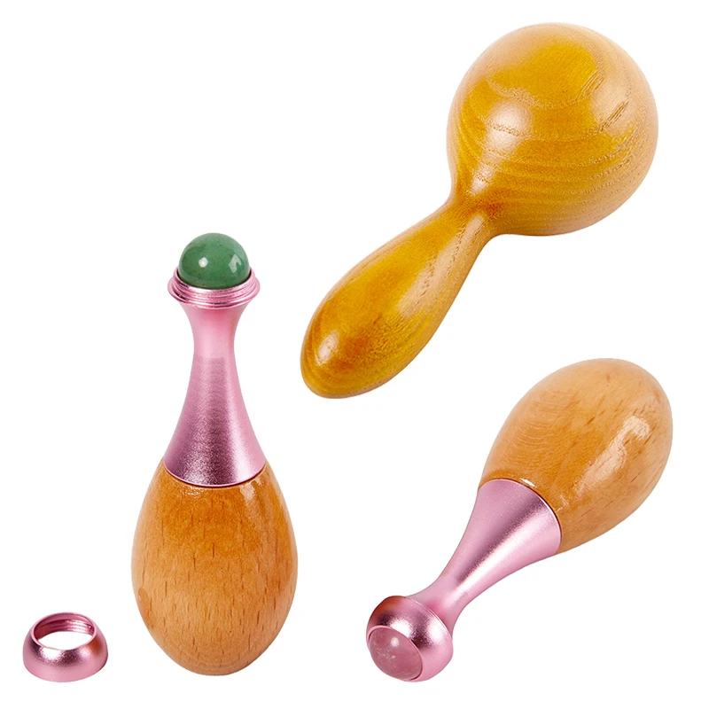 

Wooden Massager Essential Oil Massage Stick Body Spa Meridian Tapping Massage Hammer Wood Therapy Relaxation Round Ball Massager