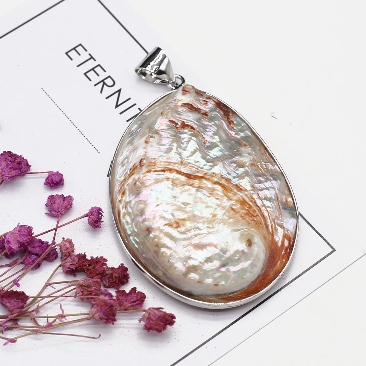 

Natural Shell White Abalone Shell Oval Pendant for DIY Jewelry Making Necklace Accessories Gift for Women 60×40mm