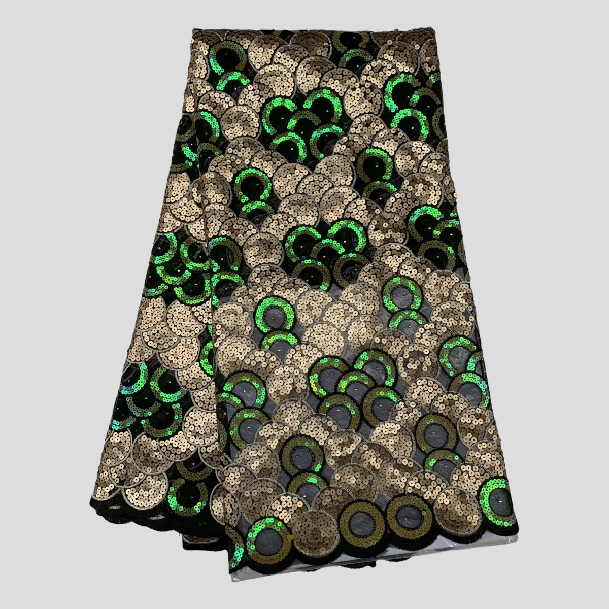 Золотисто-зеленый свадебный африканский тюль с блестками поделки кружево для