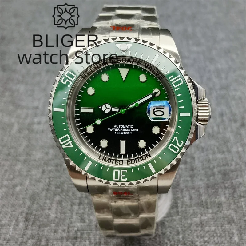 BLIGER 43 мм часы для дайвинга SEA мужчин NH35A автоматические механические наручные с