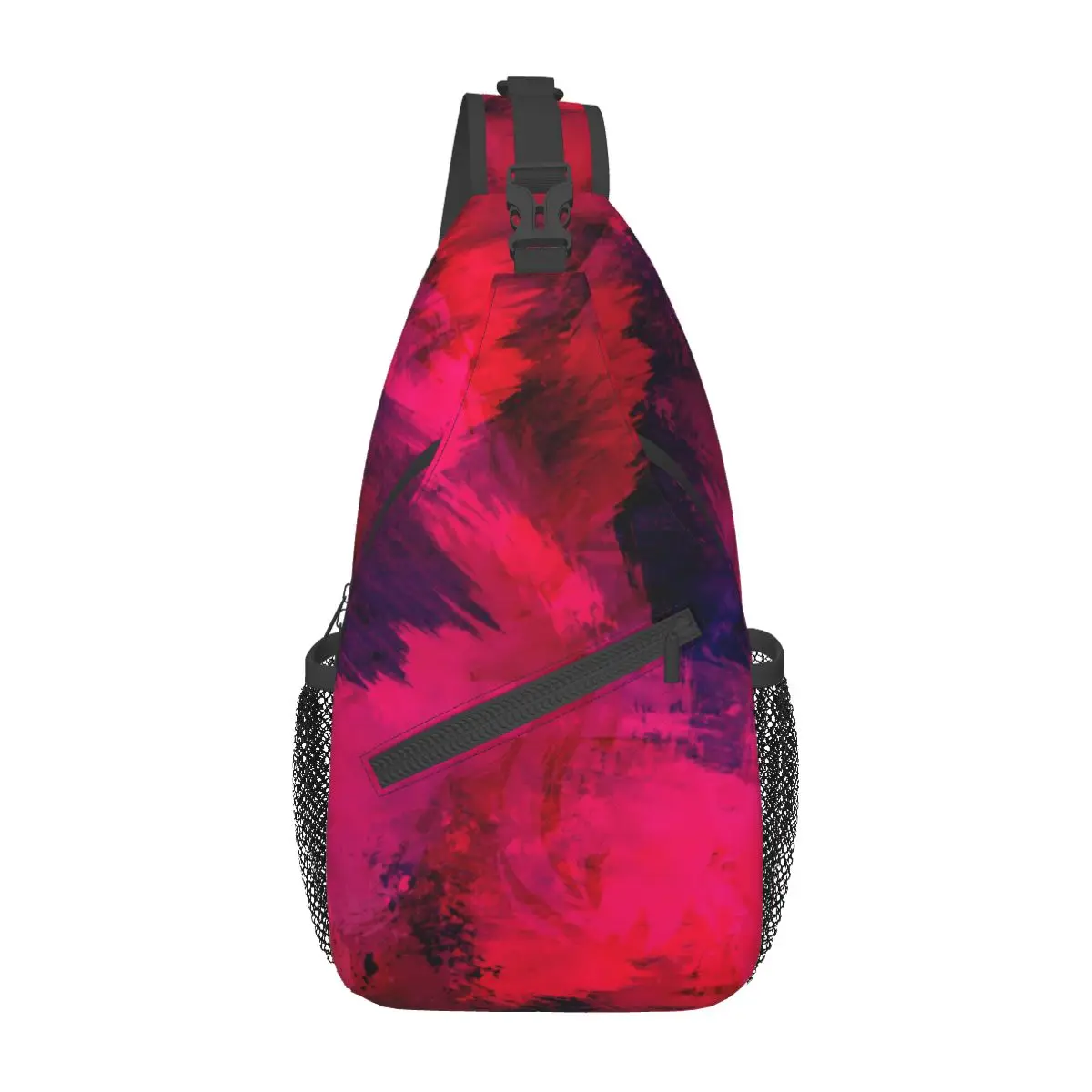 

Brush Print Shoulder Bags Red Abstract Painting Fun Chest Bag Male Sports Motorcycle Sling Bag School Design Crossbody Bags