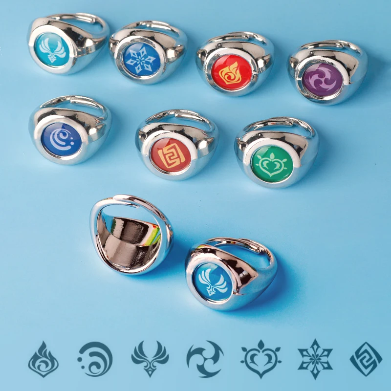 

Game Anime Genshin Impact Rings for Men Women Finger Decoration Metal Ring Eye of God Cospllay Party Casual Jewelry Fans Gift