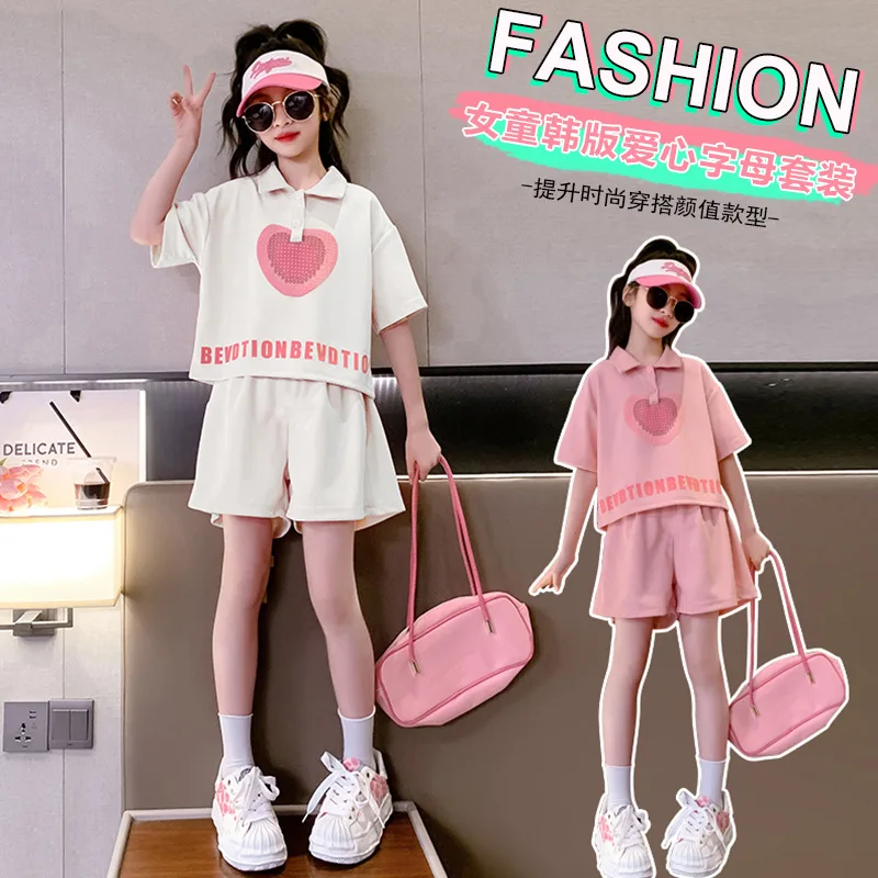 Комплект летней одежды для девочек Детский яркий короткий комплект с коротким