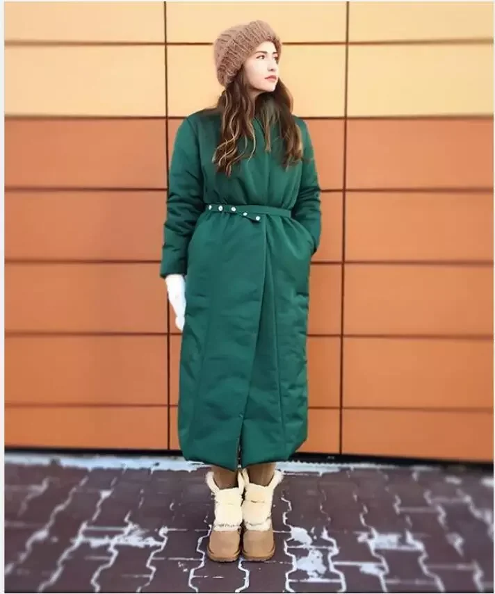 NEW2022 Design 2022 Women Winter degree Thick Coat Warm Parka Maxi Long coat with belt Casual Outerwear